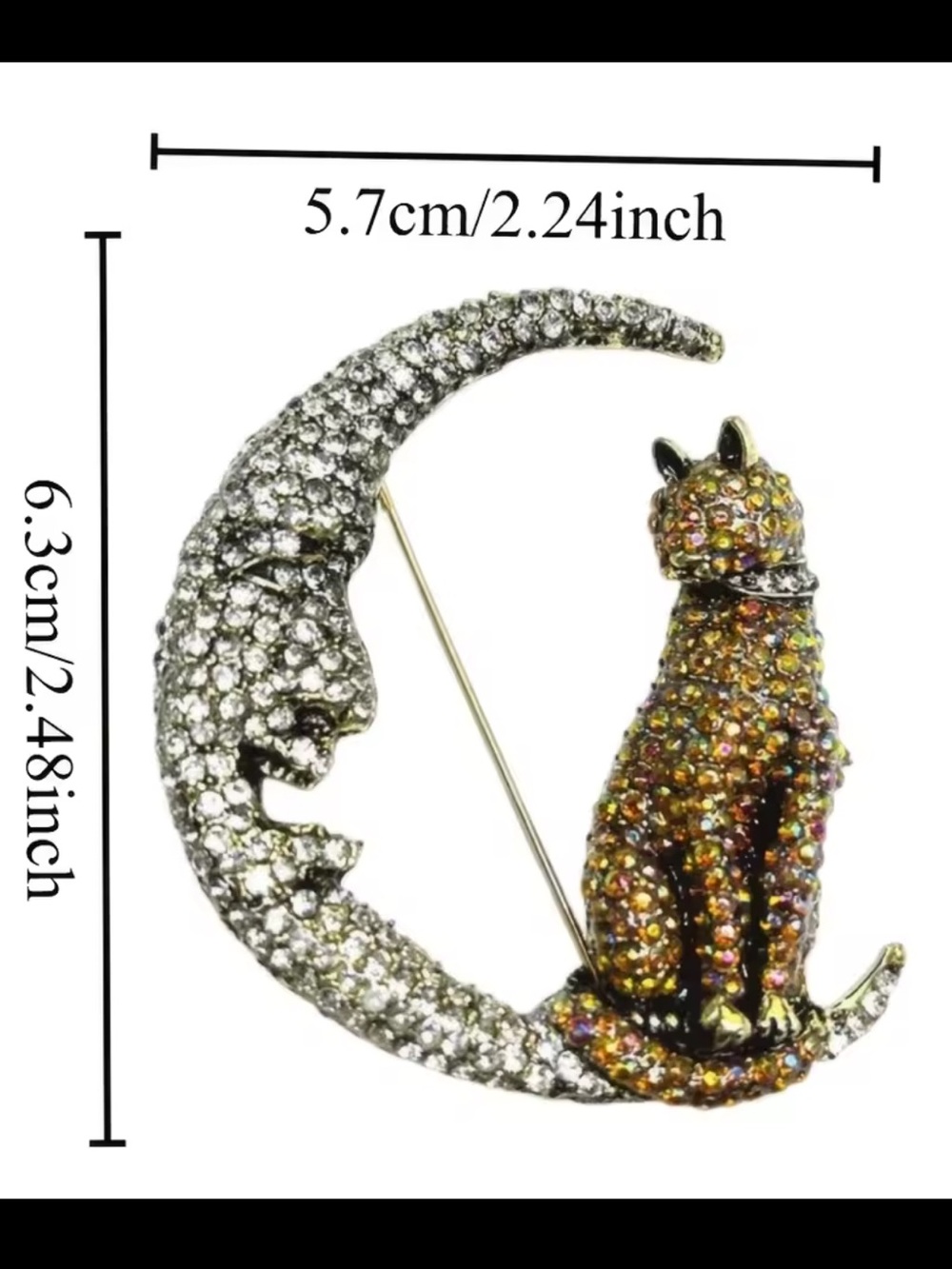 Moon Cat Crystal Brooch View 6